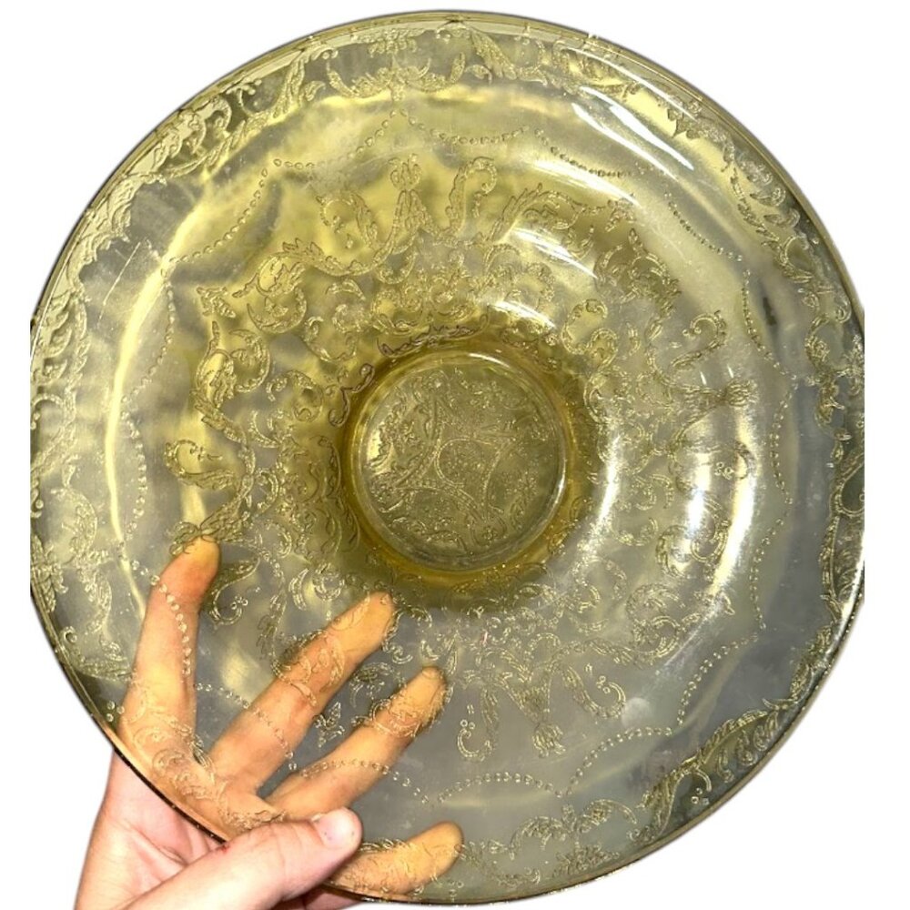 Vintage Yellow Federal Depression Glass Madrid Bowl